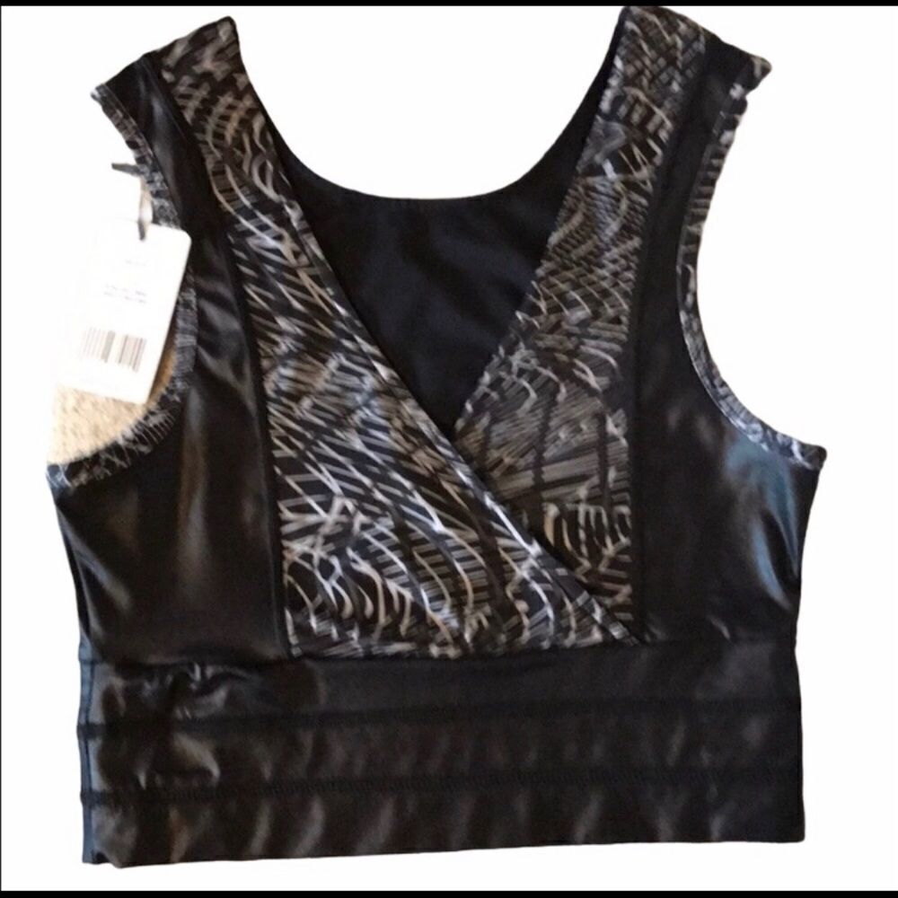 Reflex Sassy Crop Bra Small Black & Grey NWT